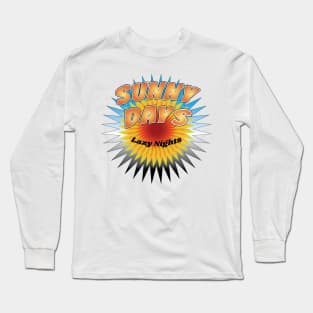 Sunny Days and Lazy Nights, Retro Summer Rainbow Long Sleeve T-Shirt